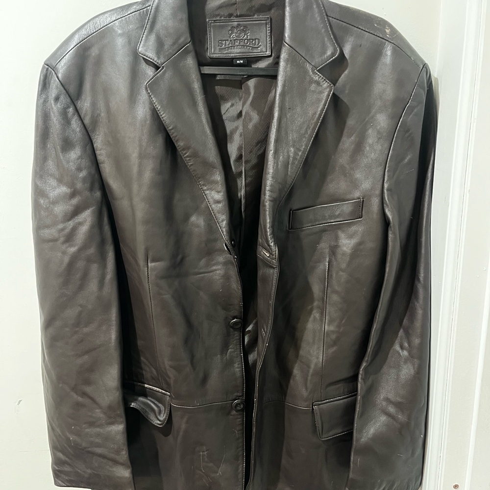 Stafford Dark Brown Leather Blazer